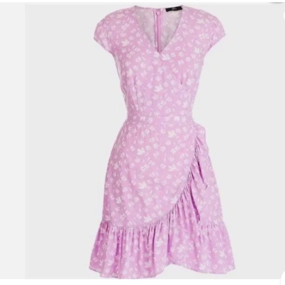 J. Crew Purple Floral Faux Wrap Ruffle Dress - Picture 2 of 11